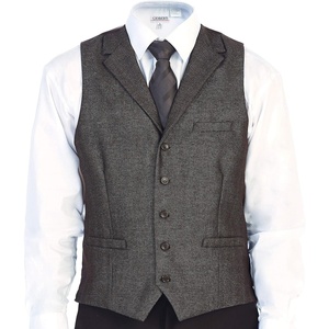 image:imageGioberti Mens 5 Button Tailored Collar Formal Herringbone Tweed Suit Vest29  Brown Barleycorn