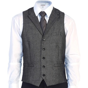 image:imageGioberti Mens 5 Button Tailored Collar Formal Herringbone Tweed Suit Vest30  Gray Barleycorn