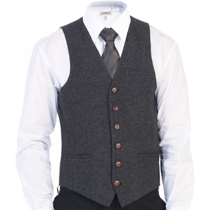 image:imageGioberti Mens 6 Button Formal Herringbone Tweed Vest1  Herringbone Charcoal