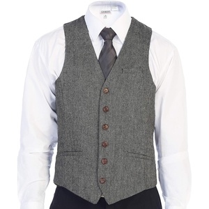 image:imageGioberti Mens 6 Button Formal Herringbone Tweed Vest10  Barleycorn Gray