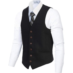 image:imageGioberti Mens 6 Button Formal Herringbone Tweed Vest13  Barleycorn Navy