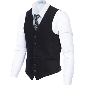 image:imageGioberti Mens 6 Button Formal Herringbone Tweed Vest14  Herringbone Navy