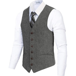 image:imageGioberti Mens 6 Button Formal Herringbone Tweed Vest2  Herringbone Gray