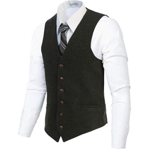 image:imageGioberti Mens 6 Button Formal Herringbone Tweed Vest49  Herringbone Olive