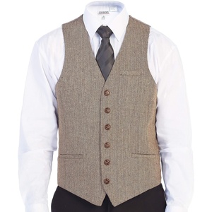 image:imageGioberti Mens 6 Button Formal Herringbone Tweed Vest7  Herringbone Khaki