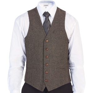 image:imageGioberti Mens 6 Button Formal Herringbone Tweed Vest8  Herringbone Brown