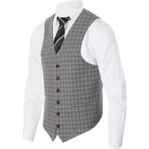 image:imageGioberti Mens 6 Button Formal Herringbone Tweed Vest90  Gray Graph