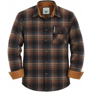 image:imageGioberti Mens Brushed Flannel 100 Cotton Plaid Checkered Shirt with Corduroy Contrast1154  Blue  Brown  Khaki