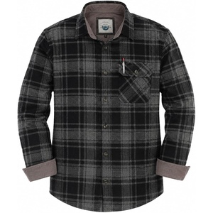 image:imageGioberti Mens Brushed Flannel 100 Cotton Plaid Checkered Shirt with Corduroy Contrast34  Charcoal  Black