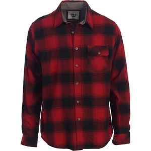 image:imageGioberti Mens Brushed Flannel 100 Cotton Plaid Checkered Shirt with Corduroy Contrast53  Black  Red Gradient