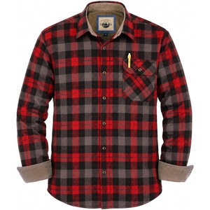 image:imageGioberti Mens Brushed Flannel 100 Cotton Plaid Checkered Shirt with Corduroy Contrast71  Black  Red  Blue Highlight