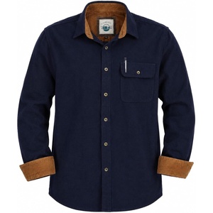 image:imageGioberti Mens Brushed Flannel 100 Cotton Plaid Checkered Shirt with Corduroy ContrastNavy