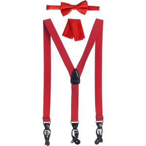 image:imageGioberti Mens Convertible Suspenders Bow Tie and Hanky SetRed Set  Style 3