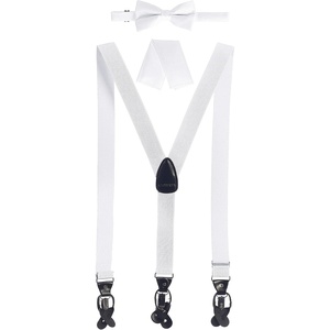 image:imageGioberti Mens Convertible Suspenders Bow Tie and Hanky SetWhite Set  Style 3