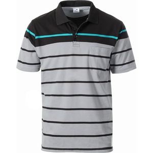 image:imageGioberti Mens Double Striped Contrast Polo Shirt with Pocket  Yarn DyeBlack B  Style 9328
