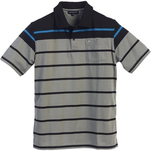 image:imageGioberti Mens Double Striped Contrast Polo Shirt with Pocket  Yarn DyeBlack With Dolphin Logo  Style 9328b