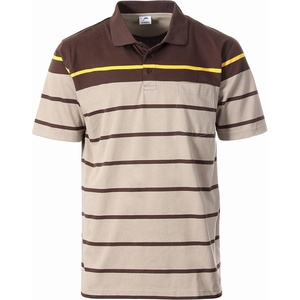 image:imageGioberti Mens Double Striped Contrast Polo Shirt with Pocket  Yarn DyeBrown  Style 9328