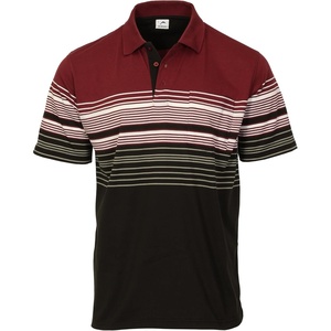 image:imageGioberti Mens Double Striped Contrast Polo Shirt with Pocket  Yarn DyeBurgundy  Style 931