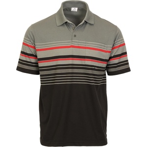 image:imageGioberti Mens Double Striped Contrast Polo Shirt with Pocket  Yarn DyeCharcoal C  Style 931