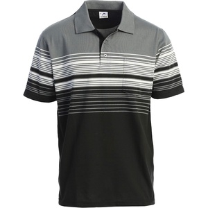 image:imageGioberti Mens Double Striped Contrast Polo Shirt with Pocket  Yarn DyeCharcoal a  Style 931