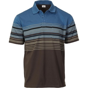 image:imageGioberti Mens Double Striped Contrast Polo Shirt with Pocket  Yarn DyeCobalt  Style 931