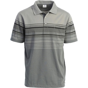 image:imageGioberti Mens Double Striped Contrast Polo Shirt with Pocket  Yarn DyeGray  Style 931
