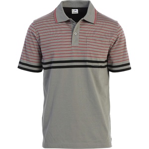 image:imageGioberti Mens Double Striped Contrast Polo Shirt with Pocket  Yarn DyeGray  Style 9327