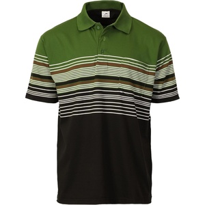 image:imageGioberti Mens Double Striped Contrast Polo Shirt with Pocket  Yarn DyeGreen  Style 931