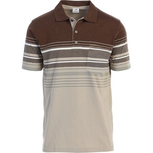 image:imageGioberti Mens Double Striped Contrast Polo Shirt with Pocket  Yarn DyeKhaki  Style 931