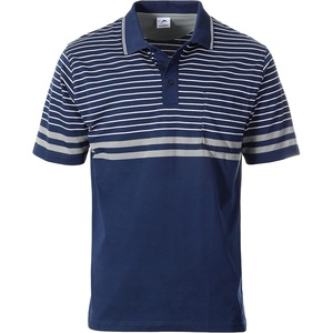 image:imageGioberti Mens Double Striped Contrast Polo Shirt with Pocket  Yarn DyeNavy B  Style 9327