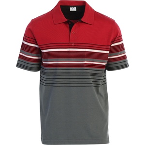 image:imageGioberti Mens Double Striped Contrast Polo Shirt with Pocket  Yarn DyeRed  Style 931