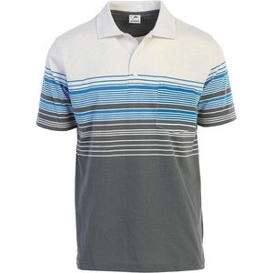 image:imageGioberti Mens Double Striped Contrast Polo Shirt with Pocket  Yarn DyeWhite  Style 931