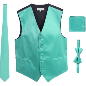 image:imageGioberti Mens Formal 4pc Satin Vest Necktie Bowtie and Pocket SquareMint D