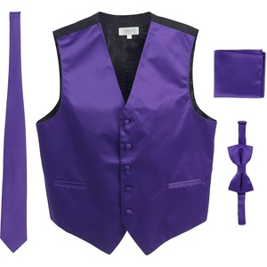 image:imageGioberti Mens Formal 4pc Satin Vest Necktie Bowtie and Pocket SquarePurple D