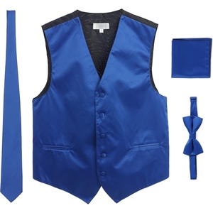 image:imageGioberti Mens Formal 4pc Satin Vest Necktie Bowtie and Pocket SquareRoyal Blue D