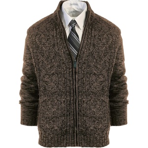image:imageGioberti Mens Heavy Weight Cardigan Twisted Knit Regular Fit FullZipper SweaterBrown
