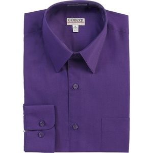 image:imageGioberti Mens Long Sleeve Solid Dress ShirtPurple B