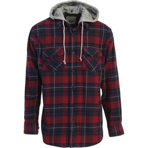 image:imageGioberti Mens Removable Hoodie 100 Cotton Plaid Checkered Flannel Button Down Shirt102  Red  Navy