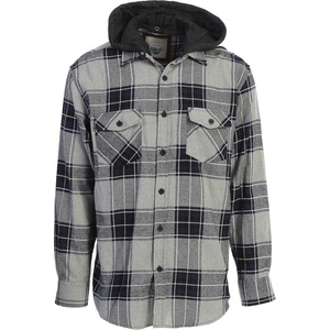 image:imageGioberti Mens Removable Hoodie 100 Cotton Plaid Checkered Flannel Button Down Shirt103  Gray  Navy