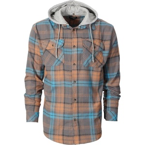 image:imageGioberti Mens Removable Hoodie 100 Cotton Plaid Checkered Flannel Button Down Shirt1084  Turquoise  Sherbert Orange