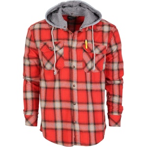 image:imageGioberti Mens Removable Hoodie 100 Cotton Plaid Checkered Flannel Button Down Shirt1145  Red  Black  Orange