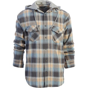 image:imageGioberti Mens Removable Hoodie 100 Cotton Plaid Checkered Flannel Button Down Shirt12  Blue  Gold