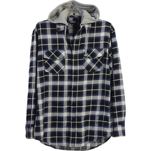 image:imageGioberti Mens Removable Hoodie 100 Cotton Plaid Checkered Flannel Button Down Shirt3  Black  Blue