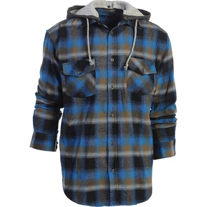 image:imageGioberti Mens Removable Hoodie 100 Cotton Plaid Checkered Flannel Button Down Shirt52  Night Blue
