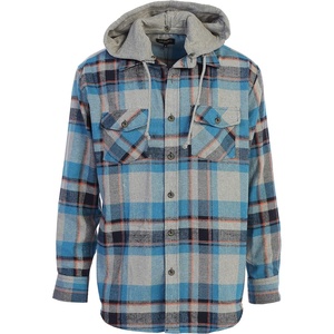 image:imageGioberti Mens Removable Hoodie 100 Cotton Plaid Checkered Flannel Button Down Shirt82  Gray  Teal  Orange Highlight