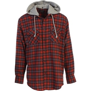 image:imageGioberti Mens Removable Hoodie 100 Cotton Plaid Checkered Flannel Button Down Shirt91  Blood Orange  Sky Blue Highlight