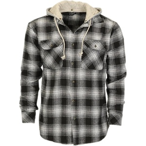 image:imageGioberti Mens Removable Hoodie 100 Cotton Plaid Checkered Flannel Button Down Shirt99  Black  White