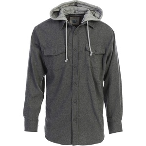 image:imageGioberti Mens Removable Hoodie 100 Cotton Plaid Checkered Flannel Button Down ShirtHeather Charcoal