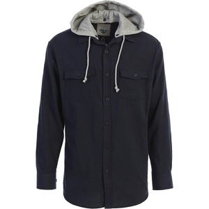 image:imageGioberti Mens Removable Hoodie 100 Cotton Plaid Checkered Flannel Button Down ShirtHeather Navy
