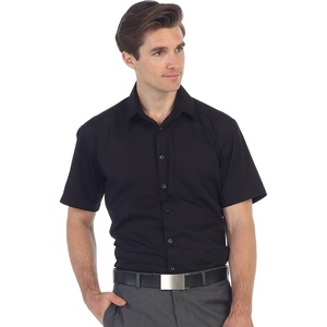 image:imageGioberti Mens Short Sleeve Solid Dress Shirt Black L